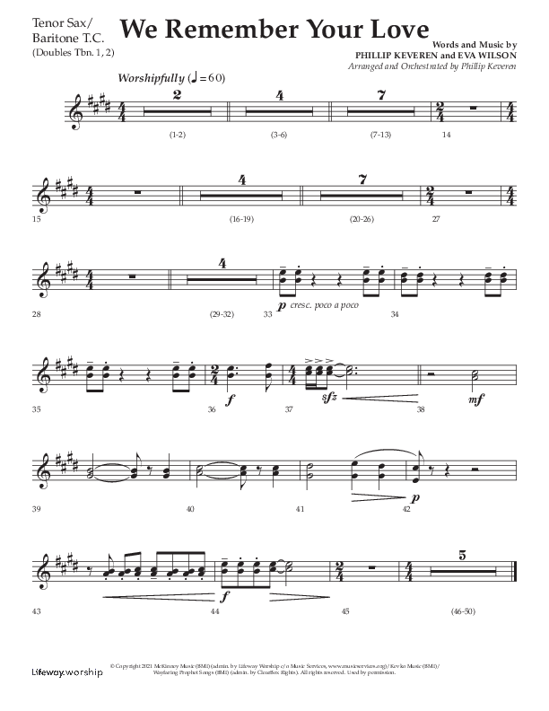 We Remember Your Love (Choral Anthem SATB) Tenor Sax/Baritone T.C. (Lifeway Choral / Arr. Phillip Keveren)