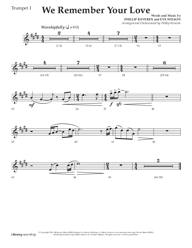 We Remember Your Love (Choral Anthem SATB) Trumpet 1 (Lifeway Choral / Arr. Phillip Keveren)