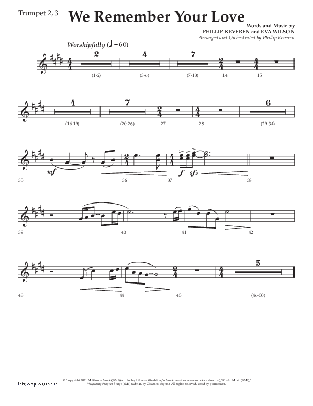 We Remember Your Love (Choral Anthem SATB) Trumpet 2/3 (Lifeway Choral / Arr. Phillip Keveren)