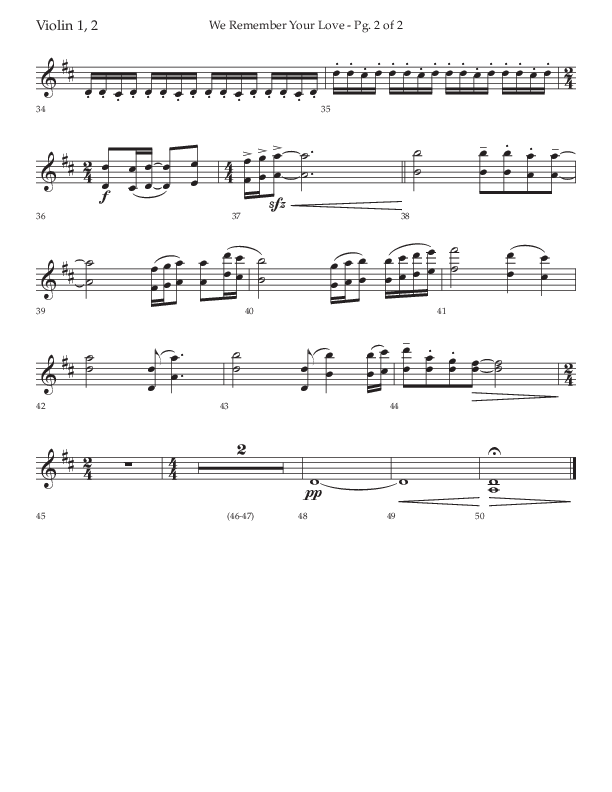 We Remember Your Love (Choral Anthem SATB) Violin 1/2 (Lifeway Choral / Arr. Phillip Keveren)