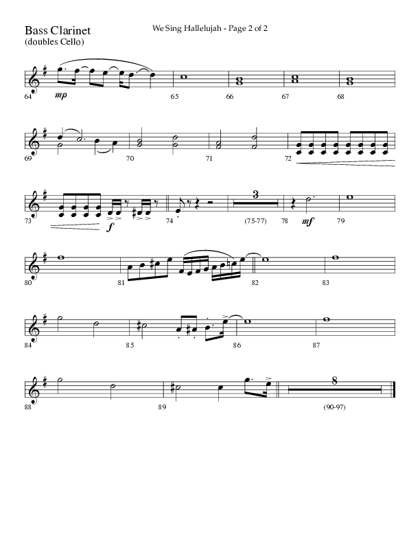We Sing Hallelujah (Choral Anthem SATB) Bass Clarinet (Lifeway Choral / Arr. Bradley Knight)