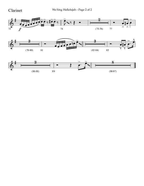 We Sing Hallelujah (Choral Anthem SATB) Clarinet 1/2 (Lifeway Choral / Arr. Bradley Knight)