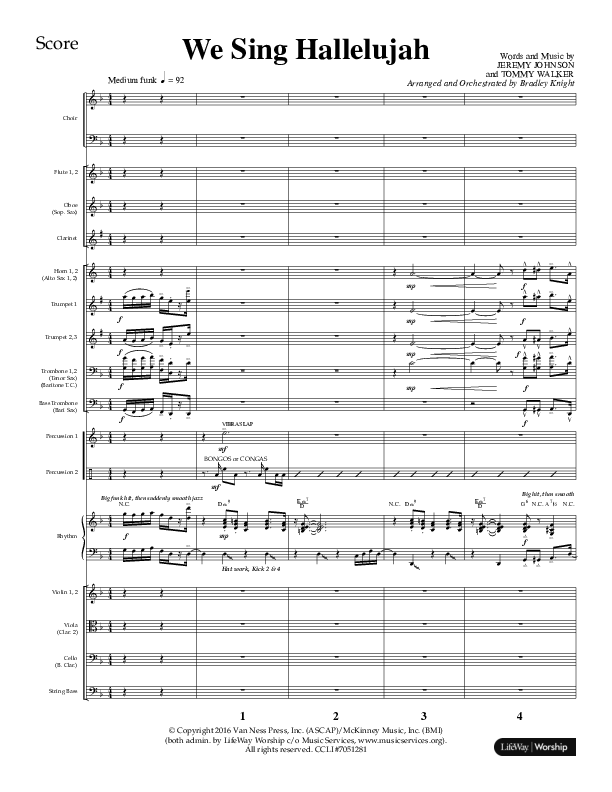 We Sing Hallelujah (Choral Anthem SATB) Orchestration (Lifeway Choral / Arr. Bradley Knight)