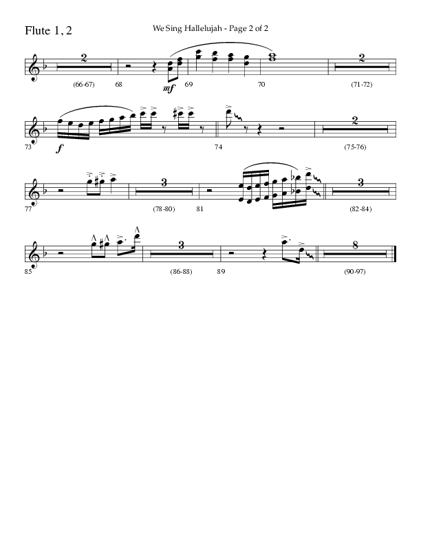 We Sing Hallelujah (Choral Anthem SATB) Flute 1/2 (Lifeway Choral / Arr. Bradley Knight)