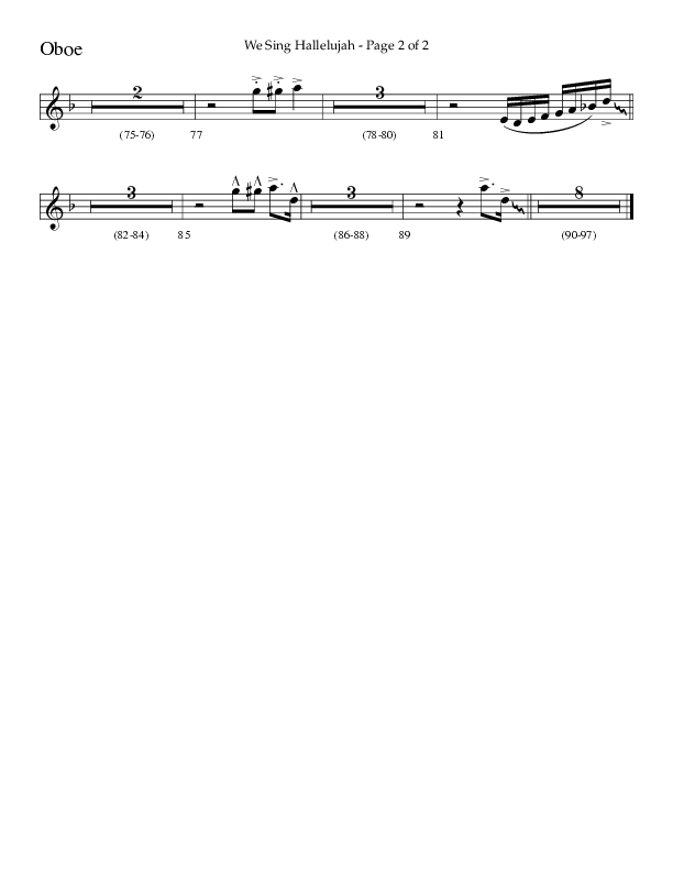 We Sing Hallelujah (Choral Anthem SATB) Oboe (Lifeway Choral / Arr. Bradley Knight)