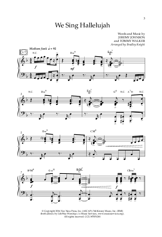 We Sing Hallelujah (Choral Anthem SATB) Anthem (SATB/Piano) (Lifeway Choral / Arr. Bradley Knight)