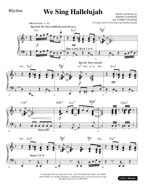 We Sing Hallelujah (Choral Anthem SATB) Lead Melody & Rhythm (Lifeway Choral / Arr. Bradley Knight)