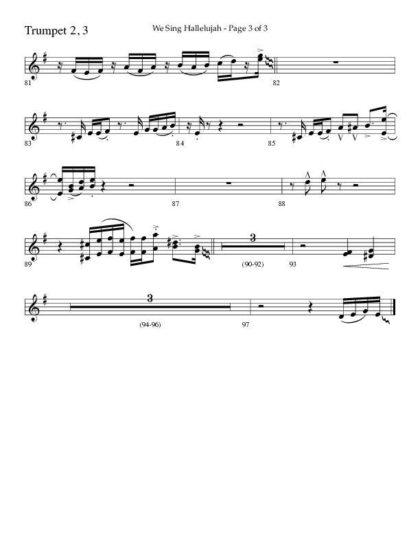 We Sing Hallelujah (Choral Anthem SATB) Trumpet 2/3 (Lifeway Choral / Arr. Bradley Knight)