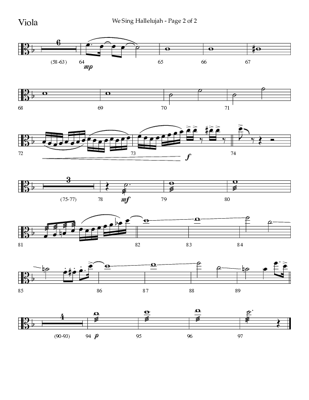 We Sing Hallelujah (Choral Anthem SATB) Viola (Lifeway Choral / Arr. Bradley Knight)
