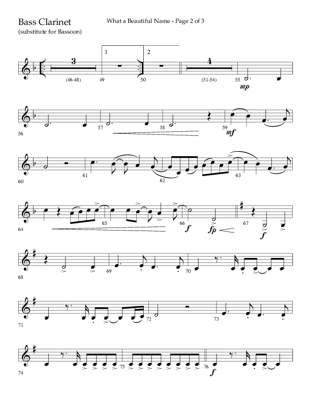 What A Beautiful Name with All Hail The Power Of Jesus' Name (Choral Anthem SATB) Bass Clarinet (Lifeway Choral / Arr. Kirk Kirkland / Orch. Michael Lawrence)