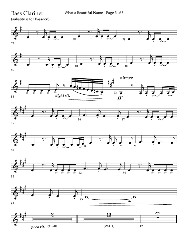 What A Beautiful Name with All Hail The Power Of Jesus' Name (Choral Anthem SATB) Bass Clarinet (Lifeway Choral / Arr. Kirk Kirkland / Orch. Michael Lawrence)