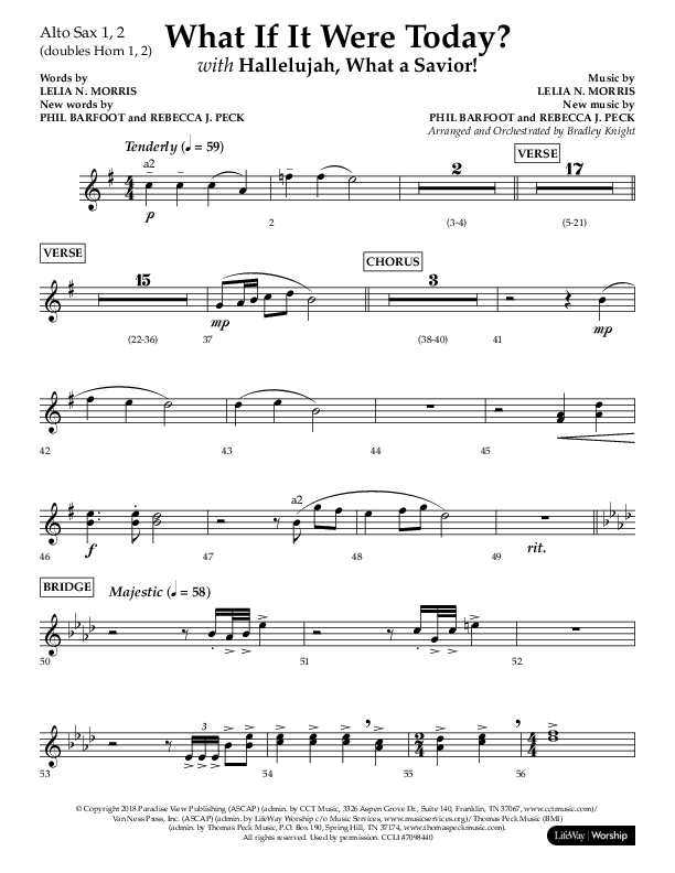 What If It Were Today with Hallelujah What A Savior (Choral Anthem SATB) Alto Sax 1/2 (Lifeway Choral / Arr. Bradley Knight)