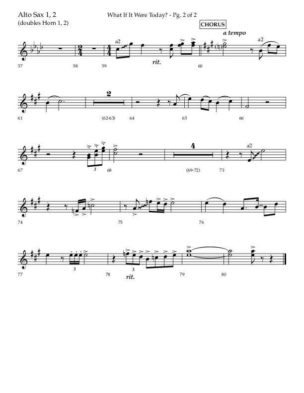 What If It Were Today with Hallelujah What A Savior (Choral Anthem SATB) Alto Sax 1/2 (Lifeway Choral / Arr. Bradley Knight)
