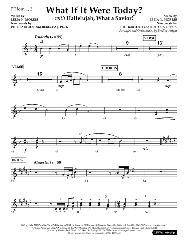 What If It Were Today with Hallelujah What A Savior (Choral Anthem SATB) French Horn 1/2 (Lifeway Choral / Arr. Bradley Knight)