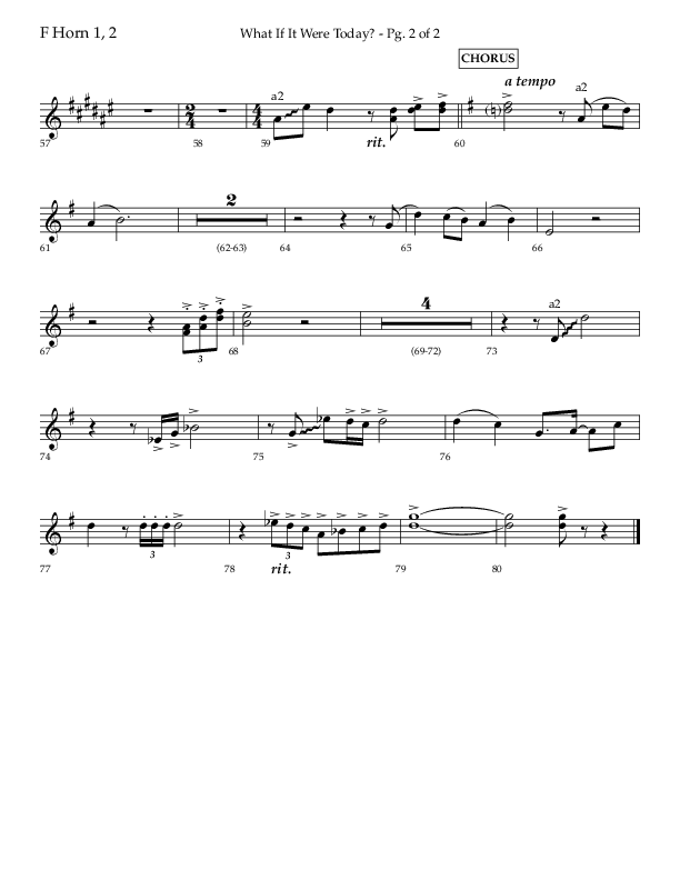 What If It Were Today with Hallelujah What A Savior (Choral Anthem SATB) French Horn 1/2 (Lifeway Choral / Arr. Bradley Knight)