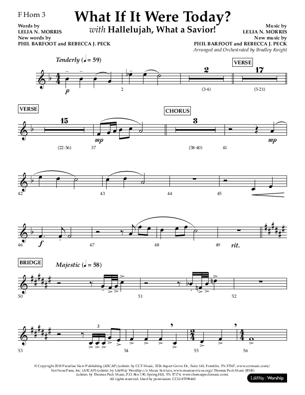 What If It Were Today with Hallelujah What A Savior (Choral Anthem SATB) French Horn 3 (Lifeway Choral / Arr. Bradley Knight)