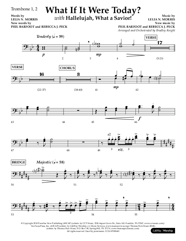 What If It Were Today with Hallelujah What A Savior (Choral Anthem SATB) Trombone 1/2 (Lifeway Choral / Arr. Bradley Knight)