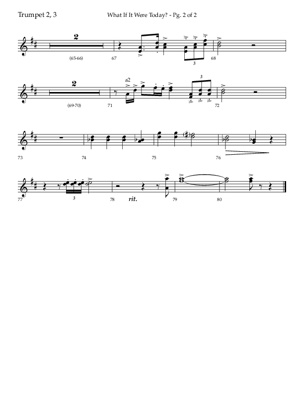What If It Were Today with Hallelujah What A Savior (Choral Anthem SATB) Trumpet 2/3 (Lifeway Choral / Arr. Bradley Knight)