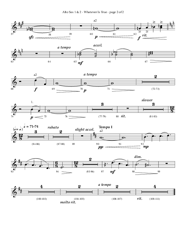 Whatever Is True (Choral Anthem SATB) Alto Sax 1/2 (Lifeway Choral / Arr. Phillip Keveren)