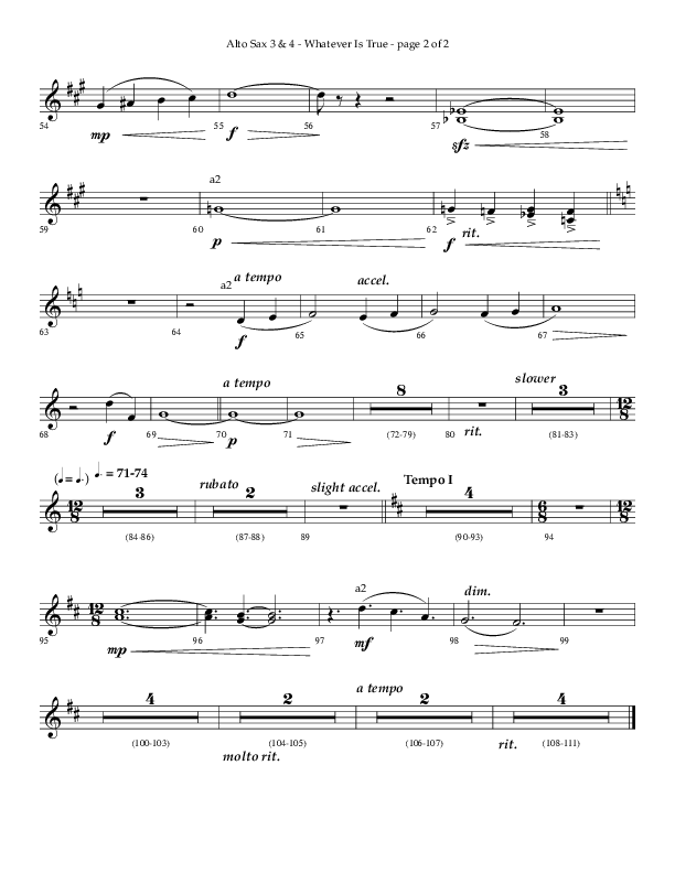 Whatever Is True (Choral Anthem SATB) Alto Sax (Lifeway Choral / Arr. Phillip Keveren)