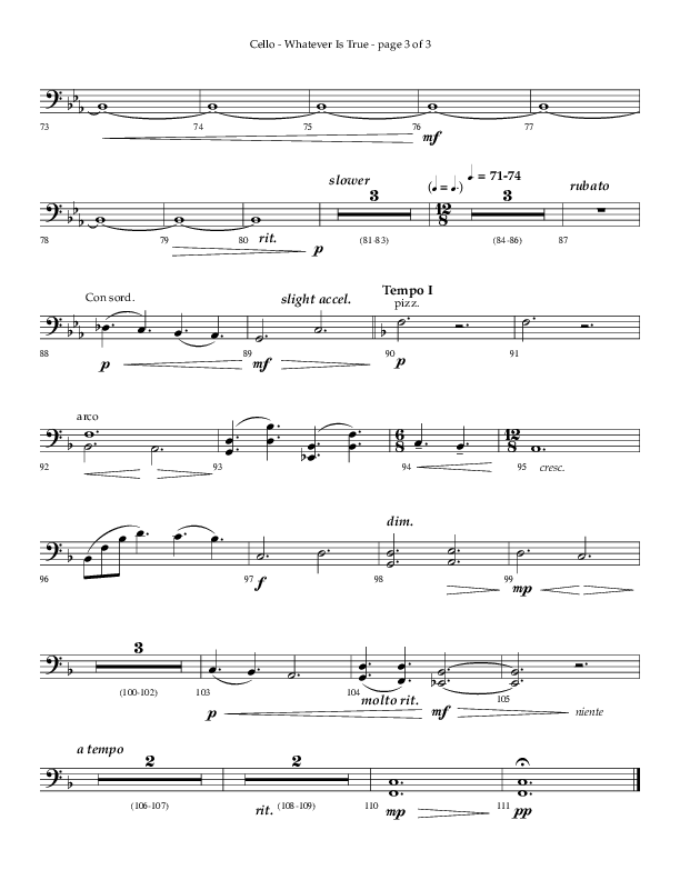 Whatever Is True (Choral Anthem SATB) Cello (Lifeway Choral / Arr. Phillip Keveren)