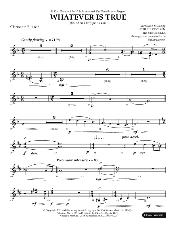 Whatever Is True (Choral Anthem SATB) Clarinet 1/2 (Lifeway Choral / Arr. Phillip Keveren)