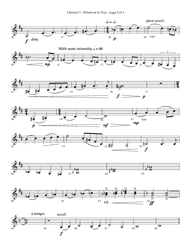 Whatever Is True (Choral Anthem SATB) Clarinet 3 (Lifeway Choral / Arr. Phillip Keveren)