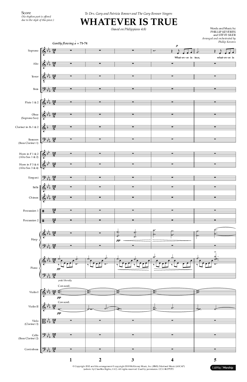 Whatever Is True (Choral Anthem SATB) Orchestration (Lifeway Choral / Arr. Phillip Keveren)