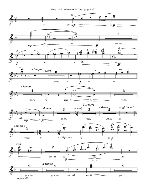 Whatever Is True (Choral Anthem SATB) Flute 1/2 (Lifeway Choral / Arr. Phillip Keveren)