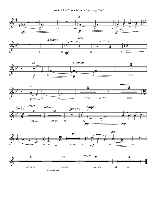 Whatever Is True (Choral Anthem SATB) French Horn 1/2 (Lifeway Choral / Arr. Phillip Keveren)