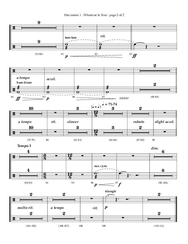 Whatever Is True (Choral Anthem SATB) Percussion 1/2 (Lifeway Choral / Arr. Phillip Keveren)