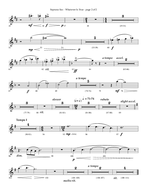 Whatever Is True (Choral Anthem SATB) Soprano Sax (Lifeway Choral / Arr. Phillip Keveren)