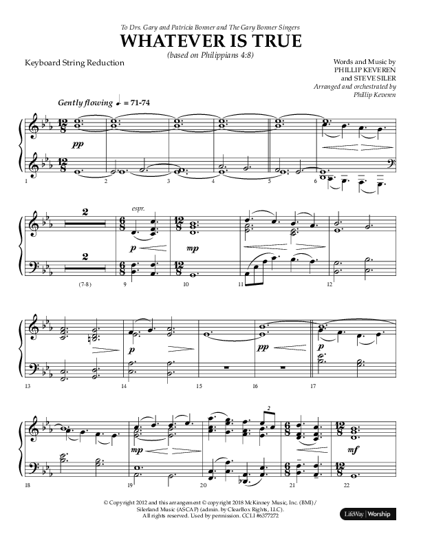 Whatever Is True (Choral Anthem SATB) String Reduction (Lifeway Choral / Arr. Phillip Keveren)