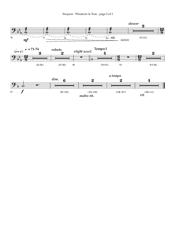 Whatever Is True (Choral Anthem SATB) Timpani (Lifeway Choral / Arr. Phillip Keveren)