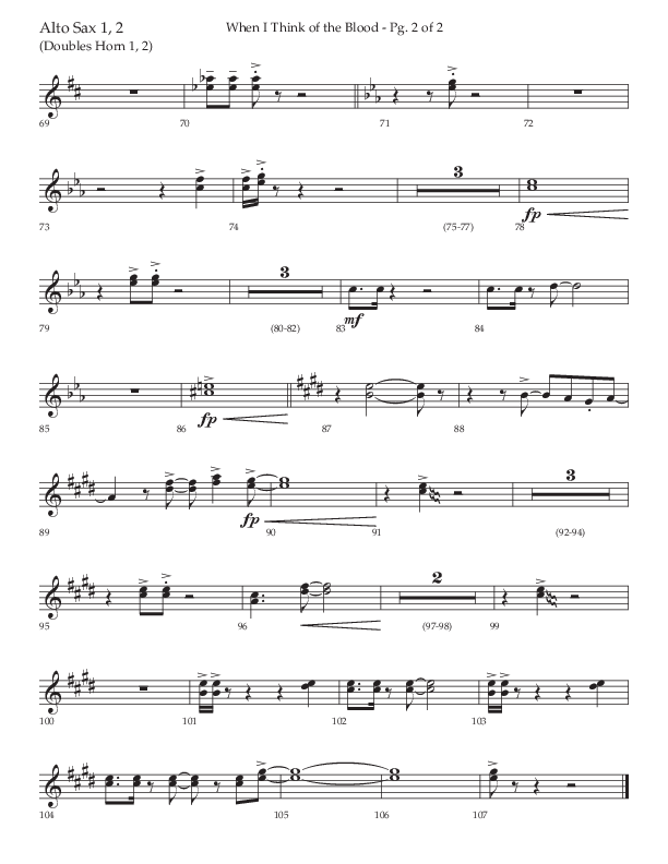 When I Think Of The Blood (Choral Anthem SATB) Alto Sax 1/2 (Lifeway Choral / Arr. Bradley Knight)
