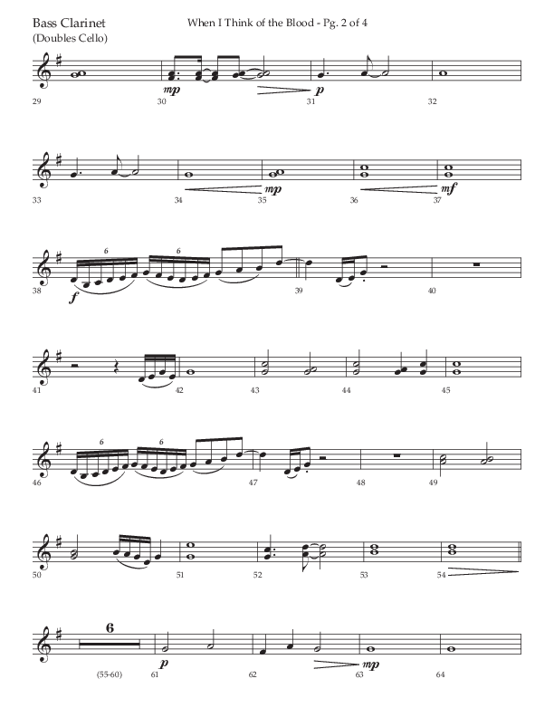 When I Think Of The Blood (Choral Anthem SATB) Bass Clarinet (Lifeway Choral / Arr. Bradley Knight)