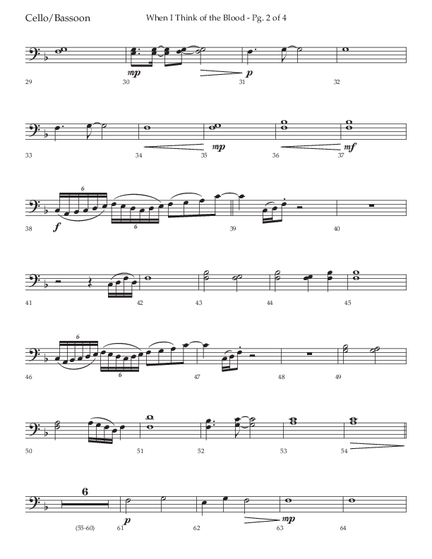When I Think Of The Blood (Choral Anthem SATB) Cello (Lifeway Choral / Arr. Bradley Knight)