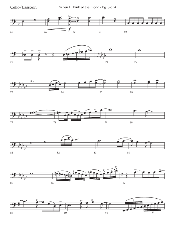 When I Think Of The Blood (Choral Anthem SATB) Cello (Lifeway Choral / Arr. Bradley Knight)