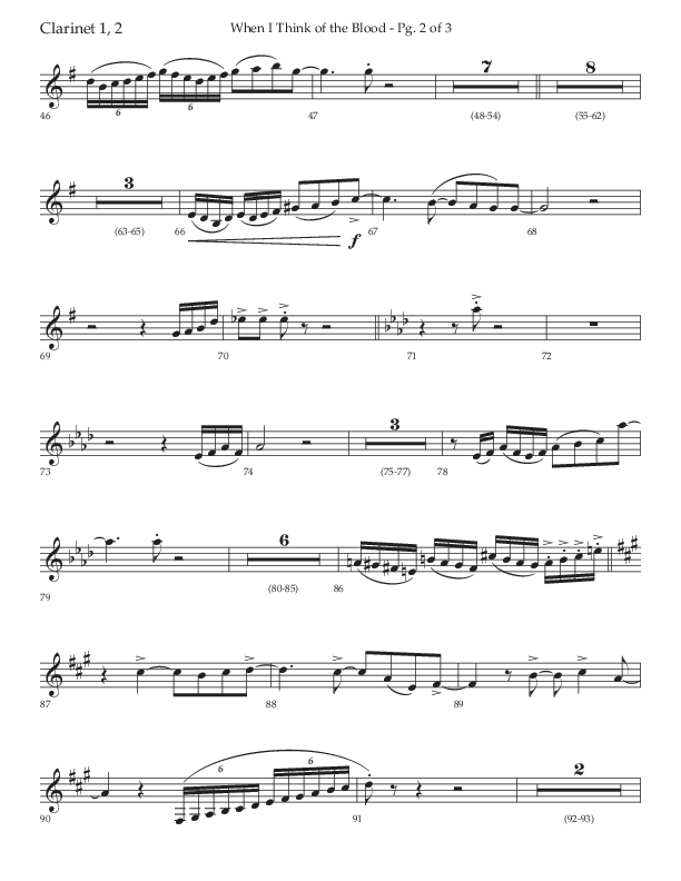 When I Think Of The Blood (Choral Anthem SATB) Clarinet 1/2 (Lifeway Choral / Arr. Bradley Knight)