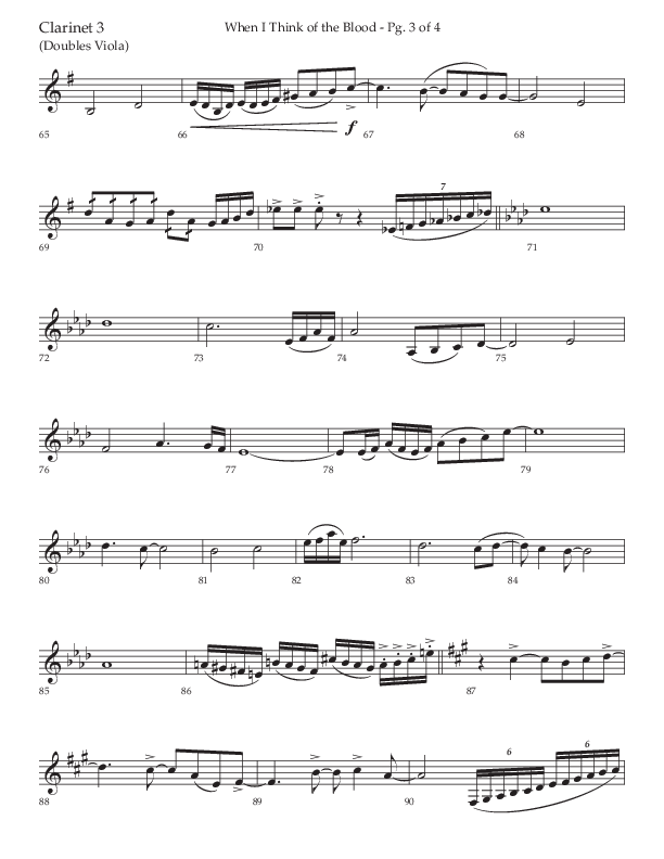 When I Think Of The Blood (Choral Anthem SATB) Clarinet 3 (Lifeway Choral / Arr. Bradley Knight)
