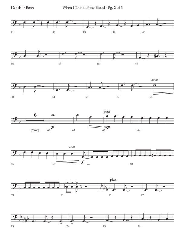 When I Think Of The Blood (Choral Anthem SATB) Double Bass (Lifeway Choral / Arr. Bradley Knight)