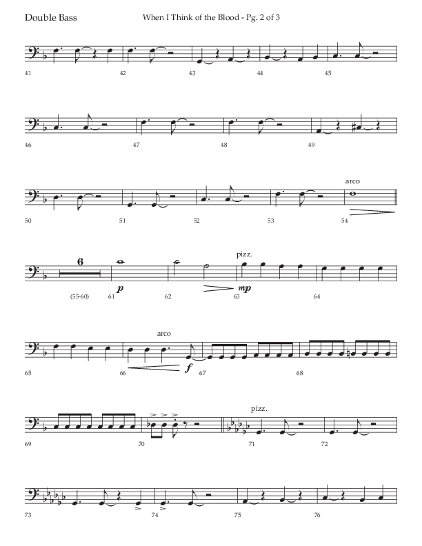 When I Think Of The Blood (Choral Anthem SATB) Double Bass (Lifeway Choral / Arr. Bradley Knight)