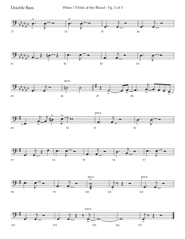 When I Think Of The Blood (Choral Anthem SATB) Double Bass (Lifeway Choral / Arr. Bradley Knight)