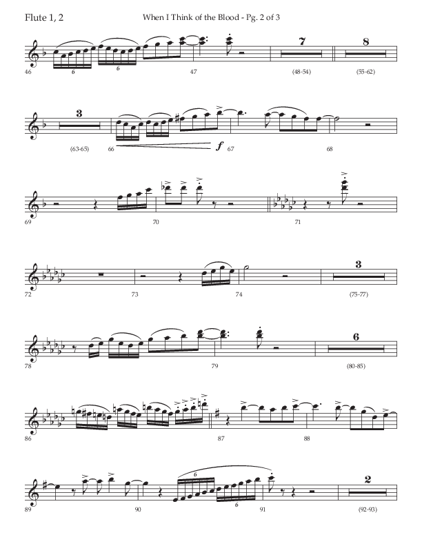 When I Think Of The Blood (Choral Anthem SATB) Flute 1/2 (Lifeway Choral / Arr. Bradley Knight)