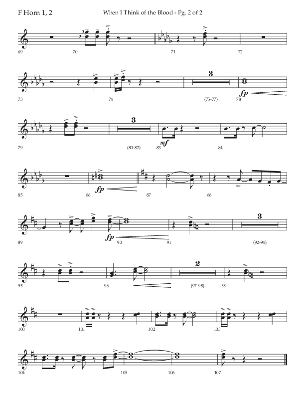 When I Think Of The Blood (Choral Anthem SATB) French Horn 1/2 (Lifeway Choral / Arr. Bradley Knight)