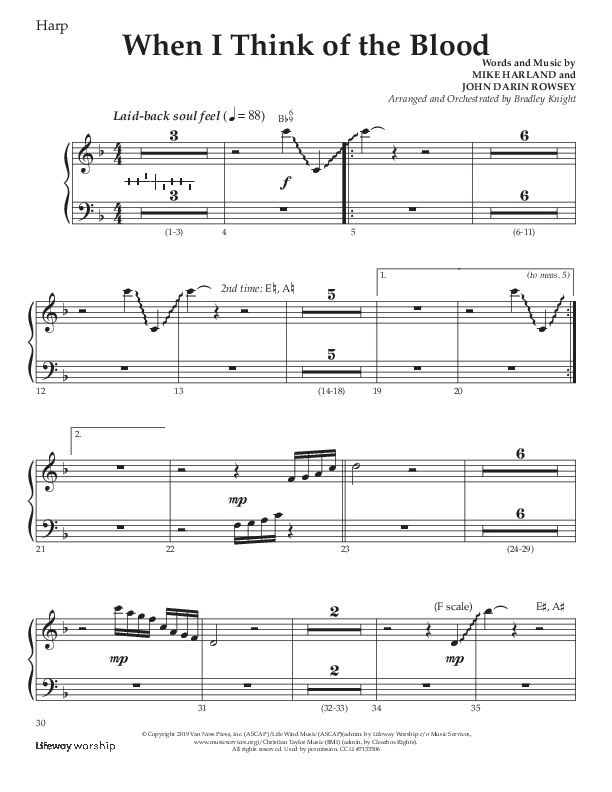 When I Think Of The Blood (Choral Anthem SATB) Harp (Lifeway Choral / Arr. Bradley Knight)