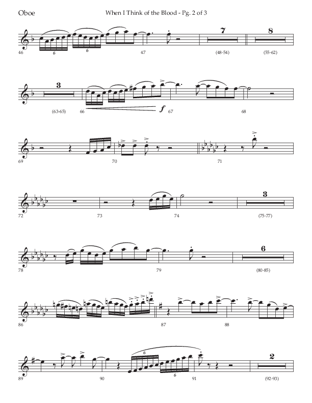 When I Think Of The Blood (Choral Anthem SATB) Oboe (Lifeway Choral / Arr. Bradley Knight)