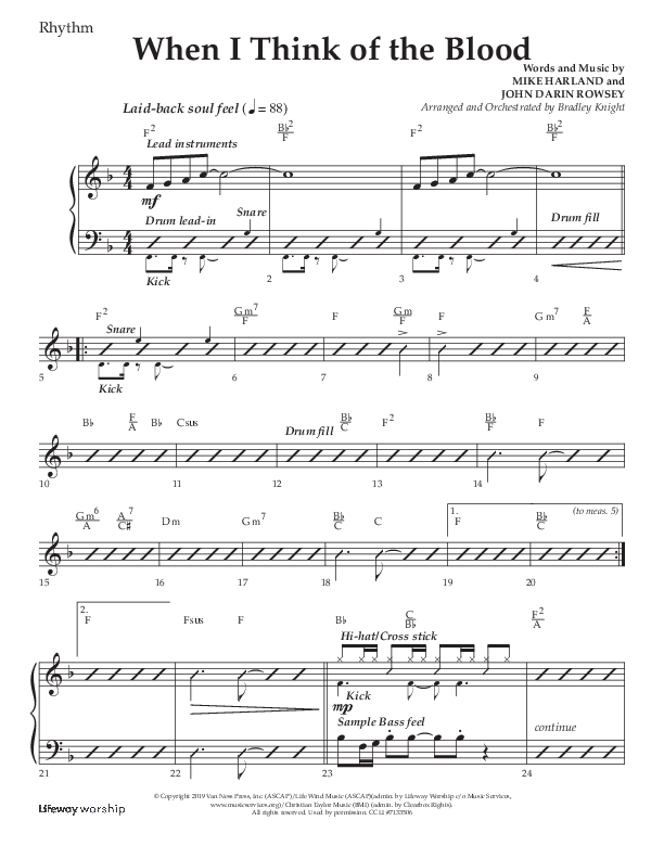 When I Think Of The Blood (Choral Anthem SATB) Lead Melody & Rhythm (Lifeway Choral / Arr. Bradley Knight)