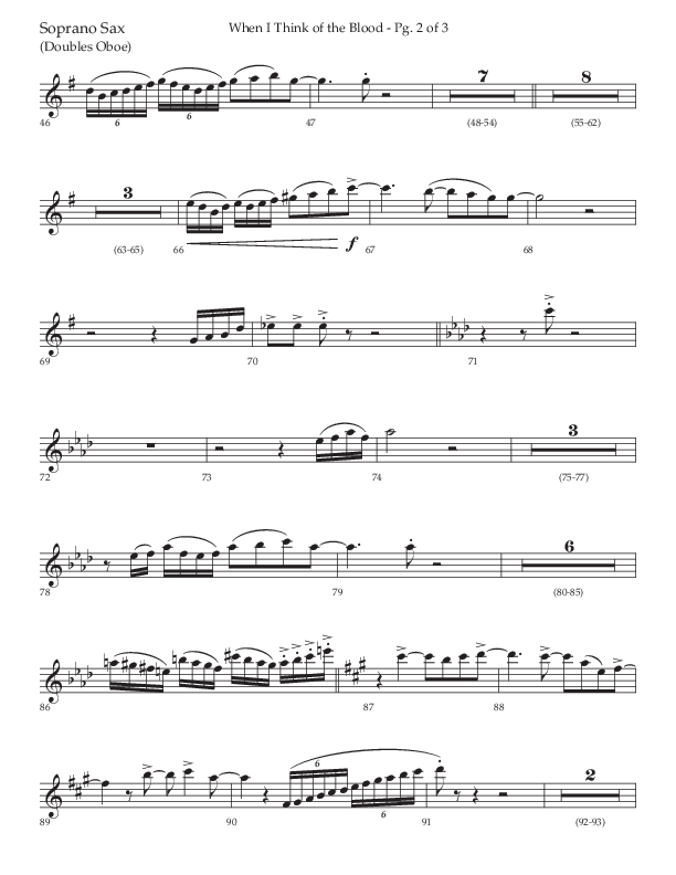 When I Think Of The Blood (Choral Anthem SATB) Soprano Sax (Lifeway Choral / Arr. Bradley Knight)