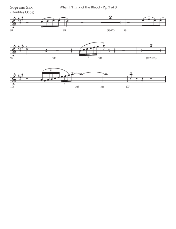 When I Think Of The Blood (Choral Anthem SATB) Soprano Sax (Lifeway Choral / Arr. Bradley Knight)